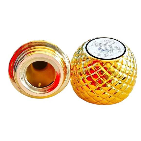 Gold Pineapple Jar Tropical Scented Candle By West Emory 1.76 Oz - Picture 8 of 9